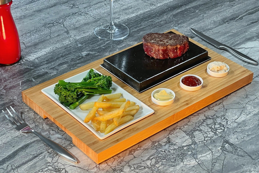 The SteakStones Sizzling Steak Set