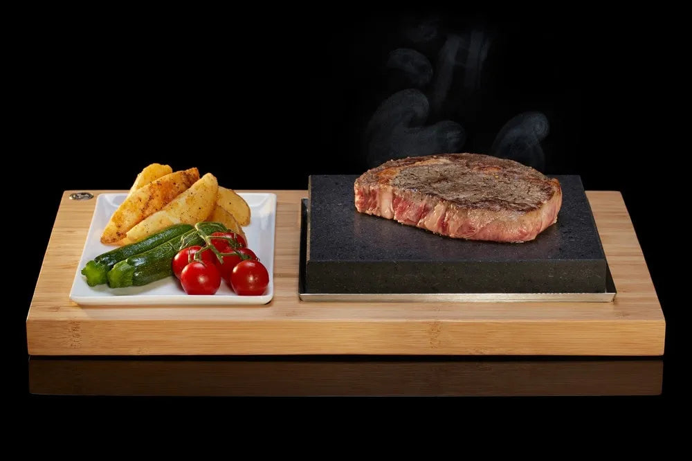 The SteakStones Sizzling Steak Plate Set